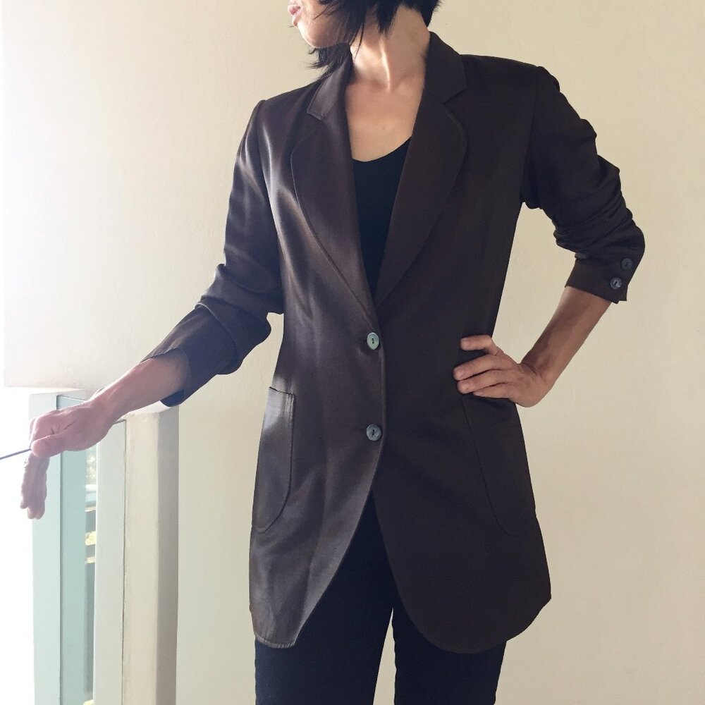 Vintage Joseph London Matte Brown Satin Blazer